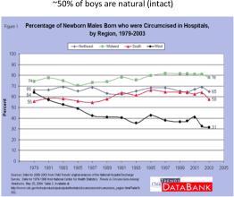 Chart showing circumcision rates over the years