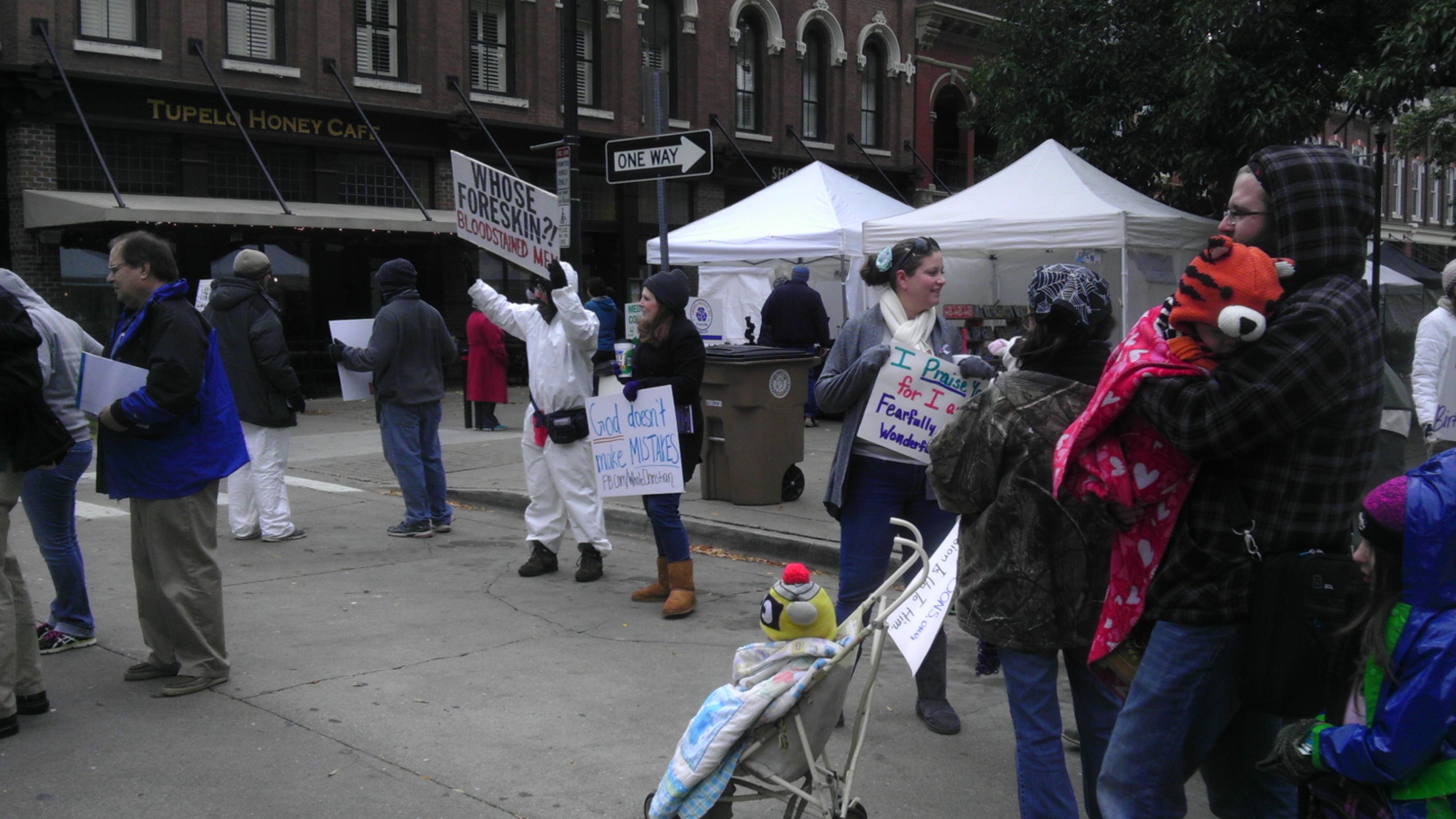Protest againt infant circumcision in Knoxville, TN, in November 2014